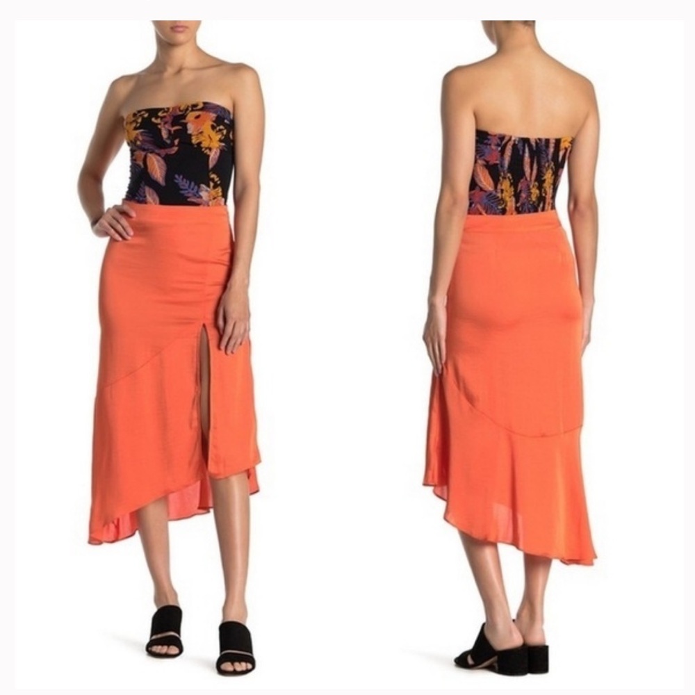 Free People Asymmetrical Orange Skirt